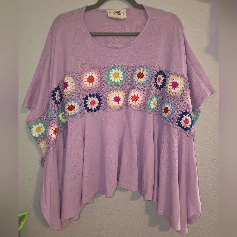 Lavender Crochet Patchwork Top - image 1